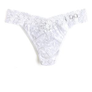 🔥NWT HANKY PANKY Bridal Collection “I Do” Crystal Signature Lace Thong